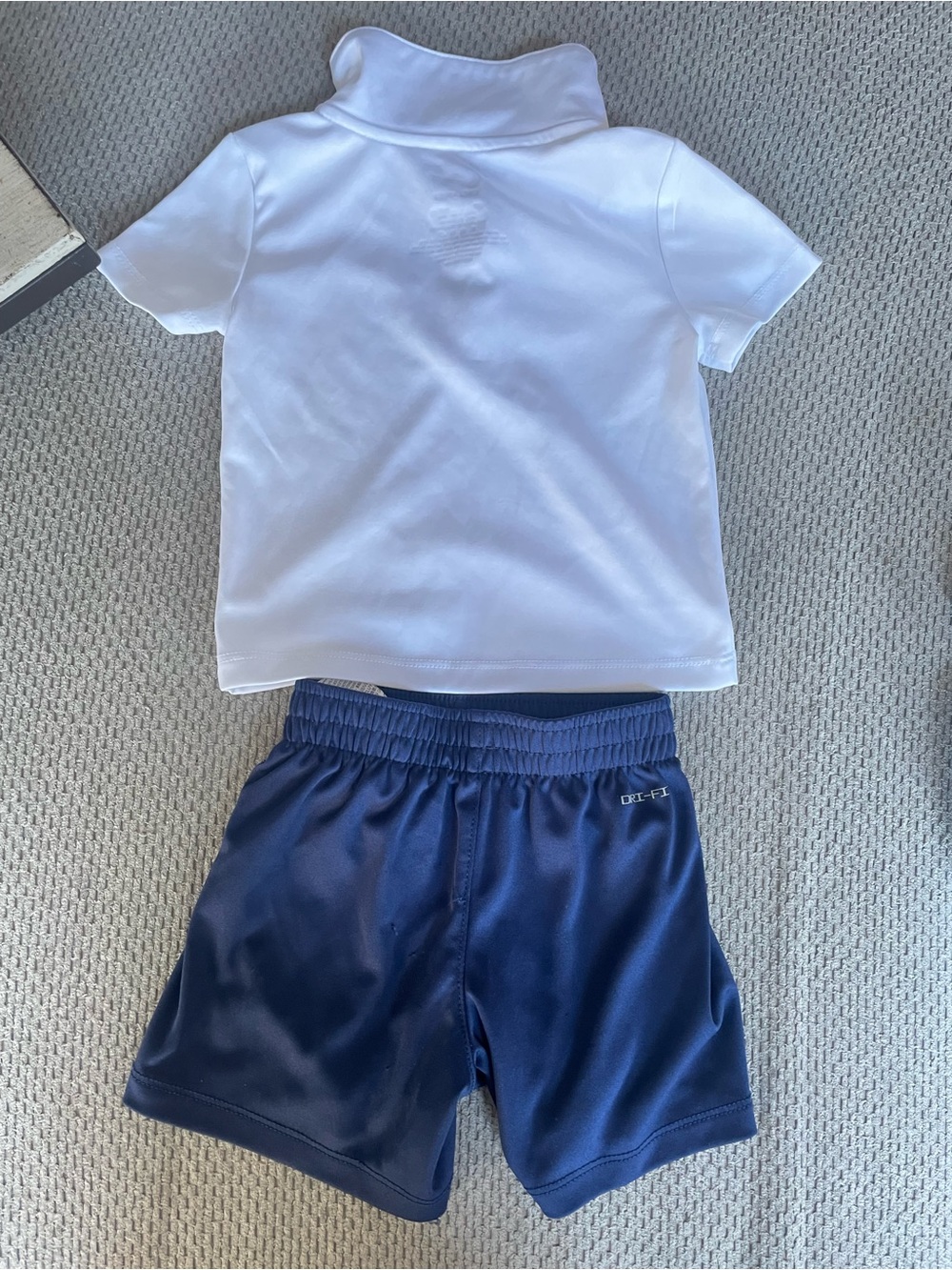 Nike Kids White Dri-FIT Polo and Navy Athletic Shorts 12-18 months - Picture 2 of 7